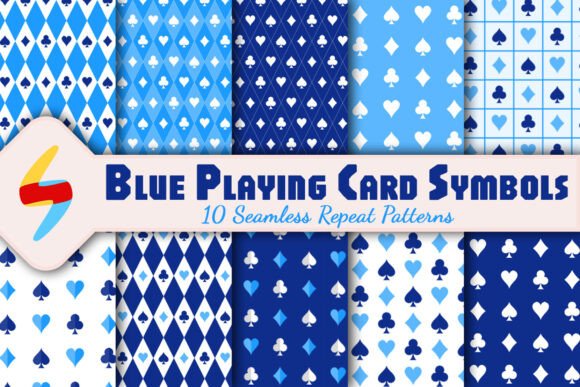 Blue Playing Card Symbol Repeat Patterns
