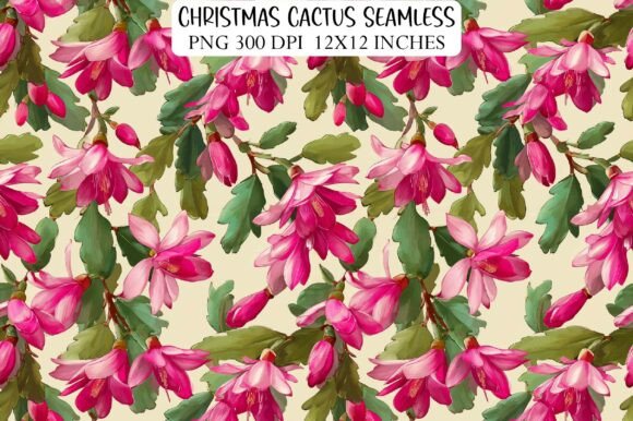 Christmas Cactus Seamless Patterns