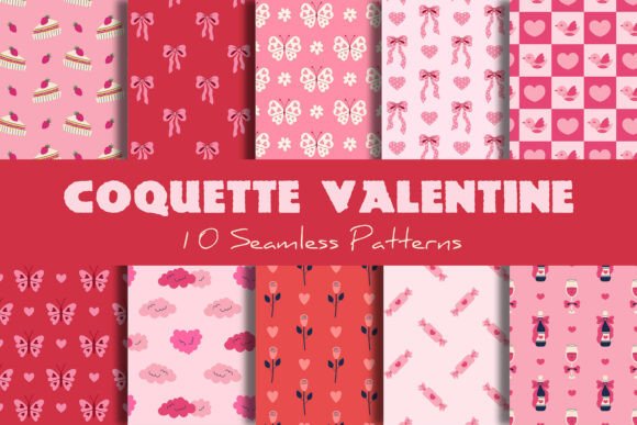 Coquette Valentine Seamless Patterns Set for Creators