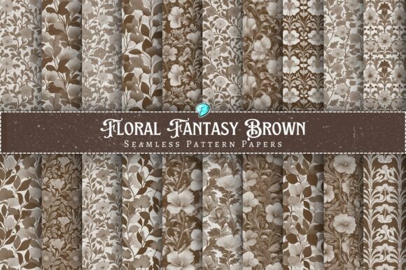 Floral Fantasy Brown Seamless Patterns