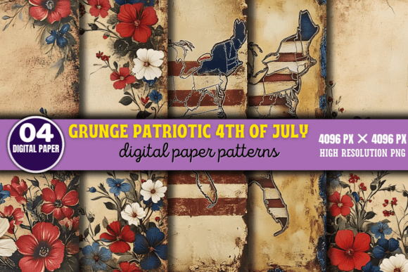 Grunge Patriotic 4th of July Patterns 4