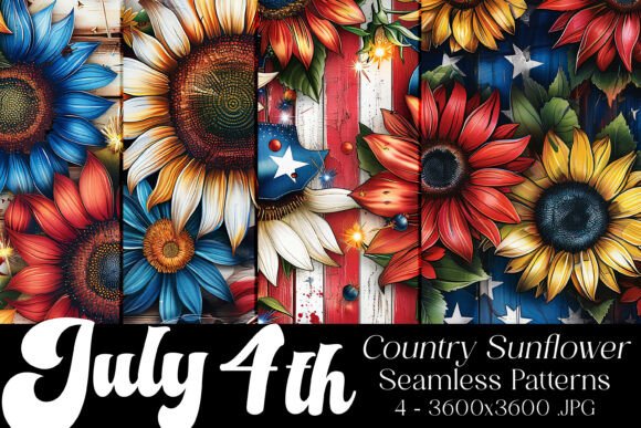 July 4th Sunflowers Seamless Patterns 1: A Versatile Design Resource