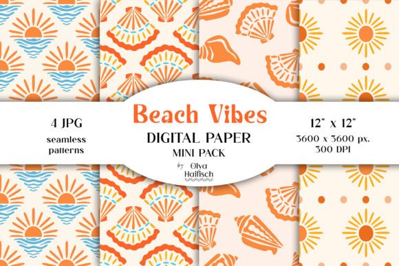 Orange Summer Beach Seamless Patterns