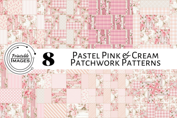 Pastel Pink Cream Patchwork Patterns