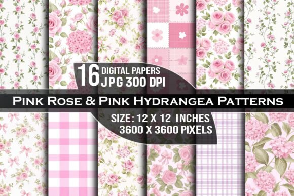 Pink Rose Pink Hydrangea Patterns