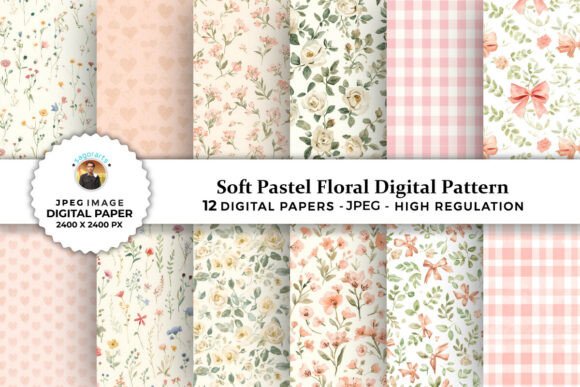 Soft Pastel Floral Digital Patterns for Creative Projects