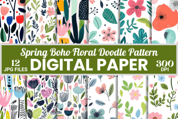 Spring Chic Boho Floral Doodle Patterns: A Versatile Digital Resource for 2025 Creators