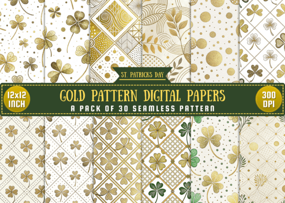 St. Patricks Gold Patterns Digital Paper