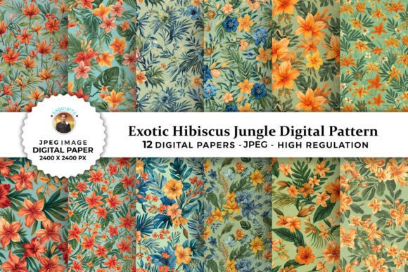 Transform Your Creative Projects with Exotic Hibiscus Jungle Digital Patterns