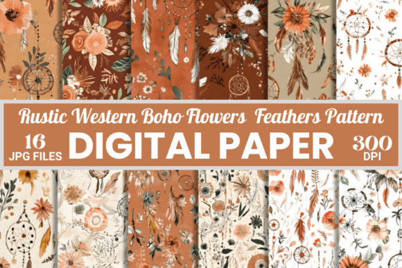 Western Boho Floral Feathers Patterns: A Versatile Digital Asset for 2025 Creators